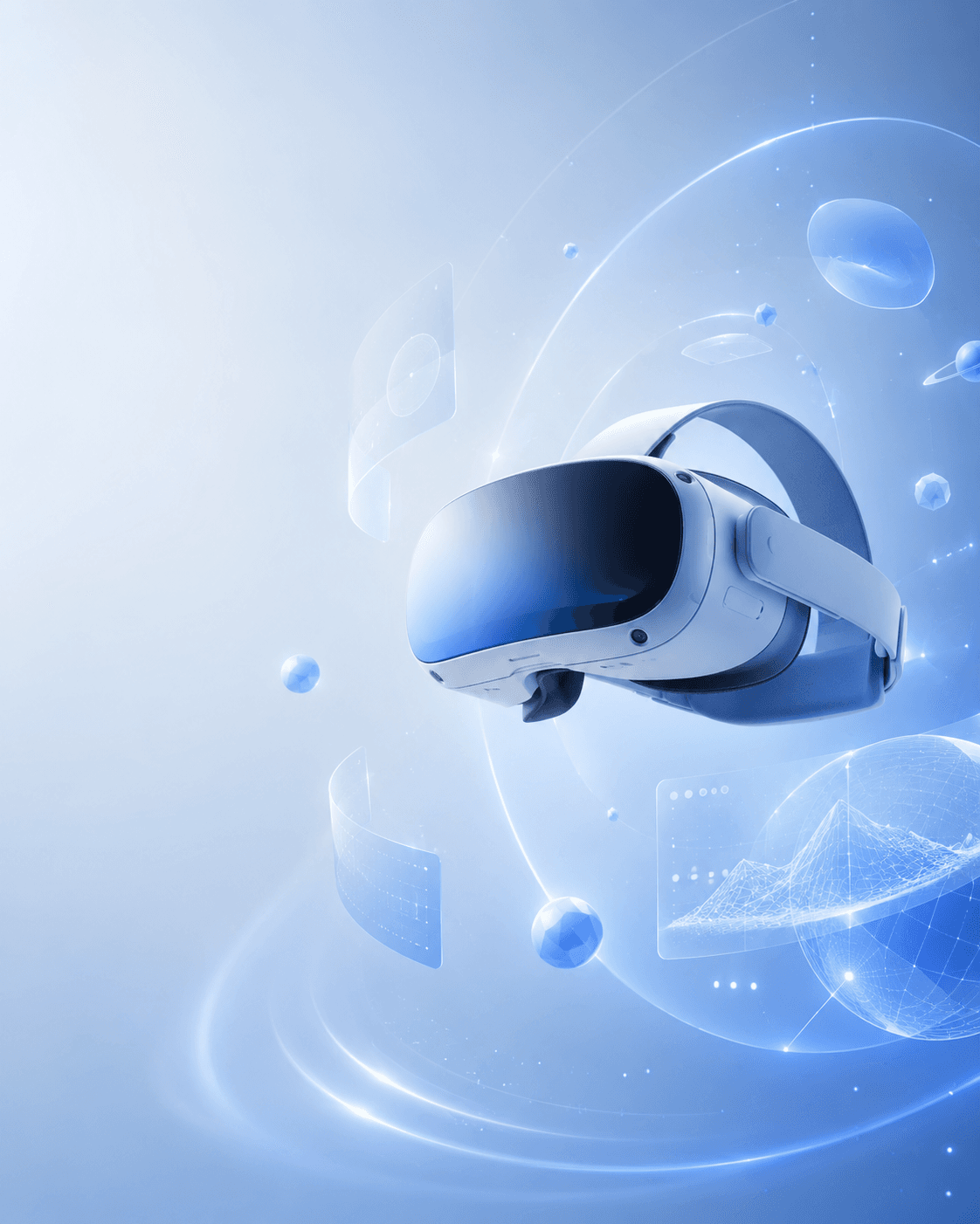 Person exploring an immersive XR scene through a headset